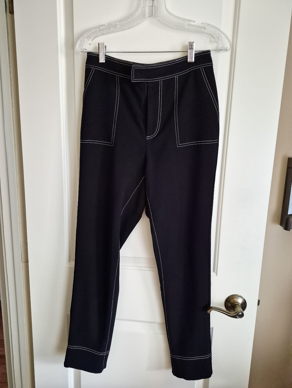 17 Black White Stitch Pants | NAKD